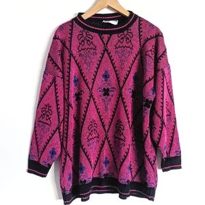 VTG Fuschia Metallic Grandma Sweater Size 18W
